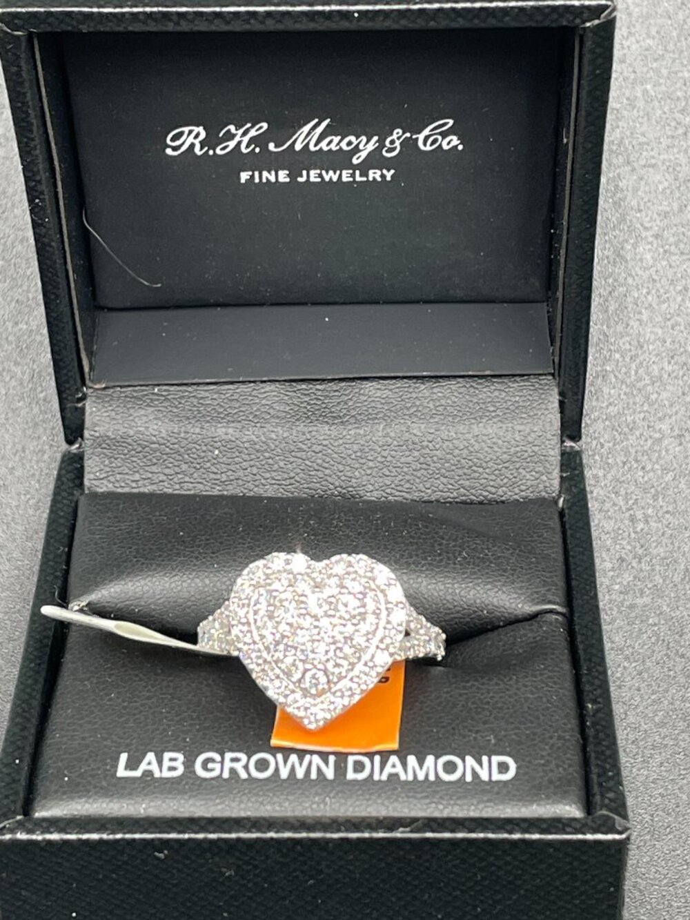 NWT Macy's 2CTW Lab Grown Diamond Heart Pavé Statement Ring Sterling Silver